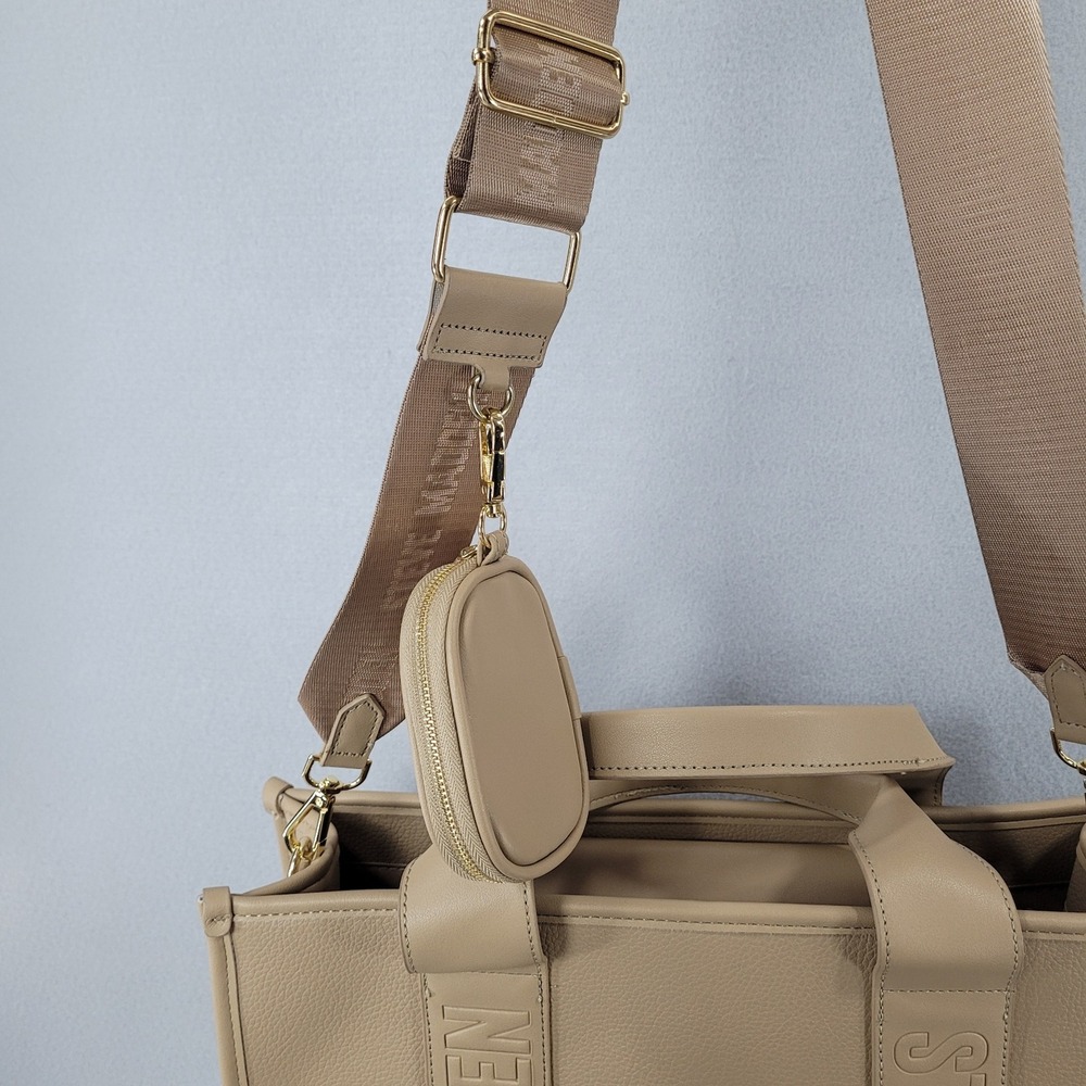 Steve Madden Satchel Bwebber-EL Sandstorm Beige Logo Strap Pouch Bag DT623705 OS - Picture 6 of 16